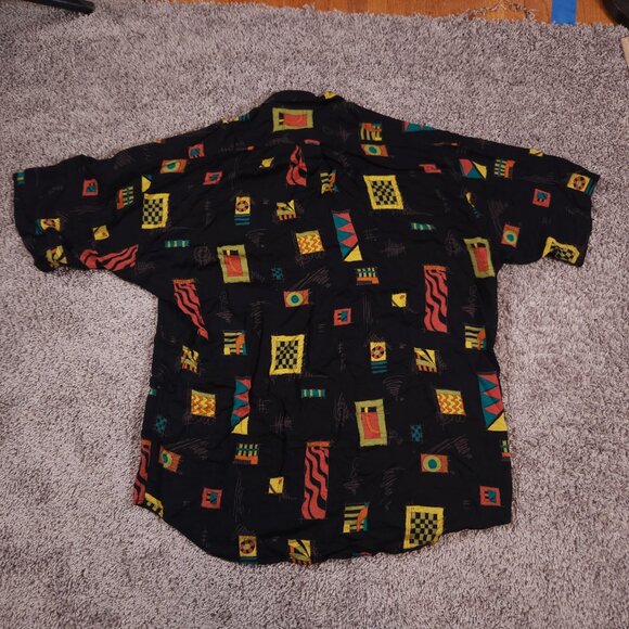 Haupt Short Sleeve Button Shirt Mens 42-L 16.5 Abstract Geometric Artsy - Picture 2 of 16